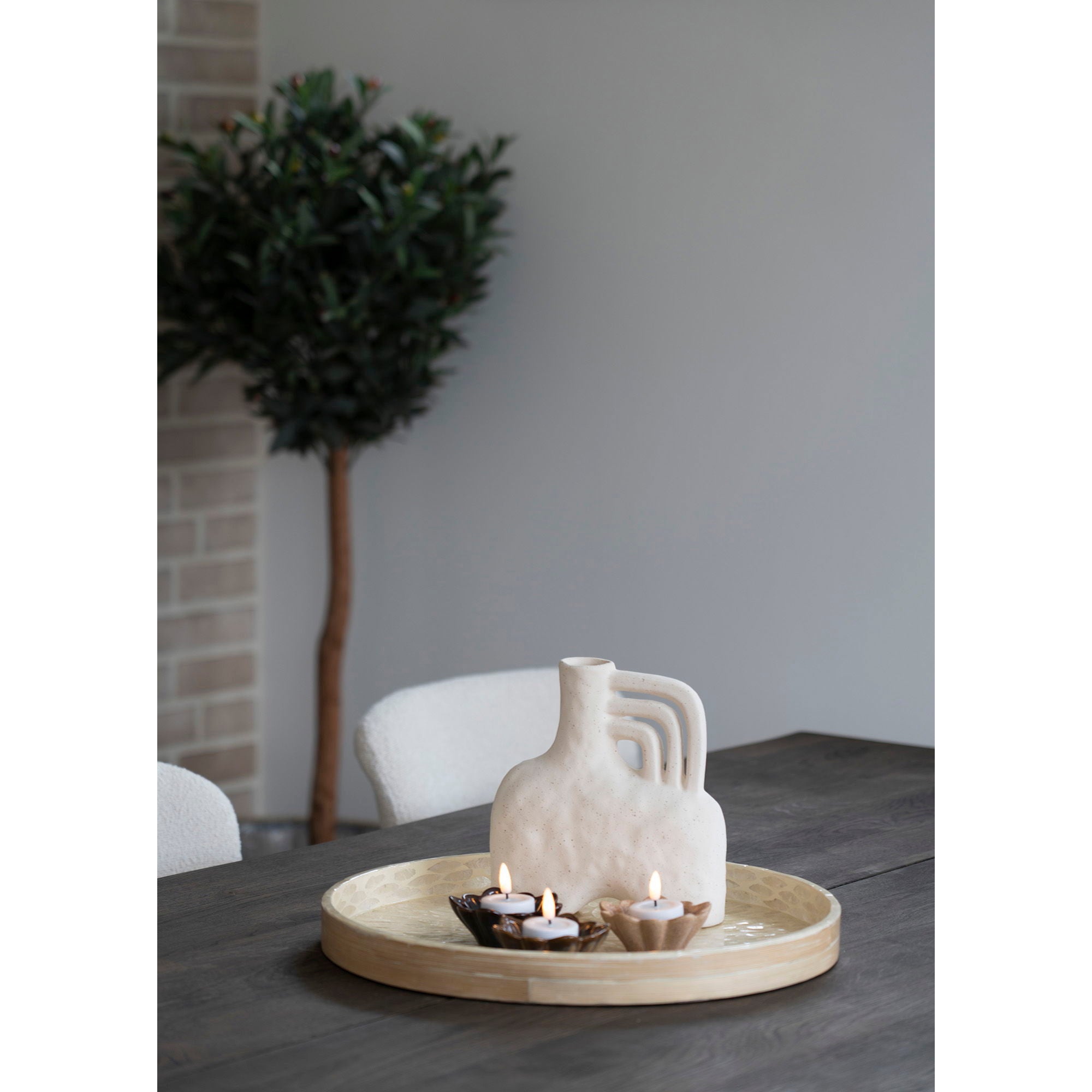 Vase „Arco“ – Keramik, beige, 18,5×8×19,5 cm
